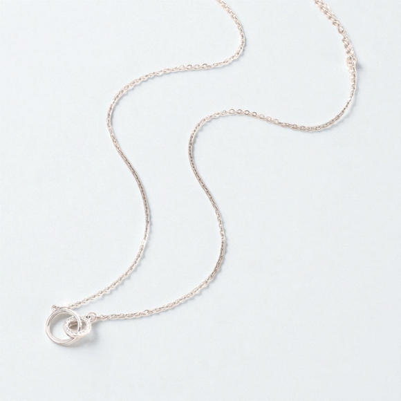 Chic Silver Interlocking Circle Necklace - Picture 2 of 5